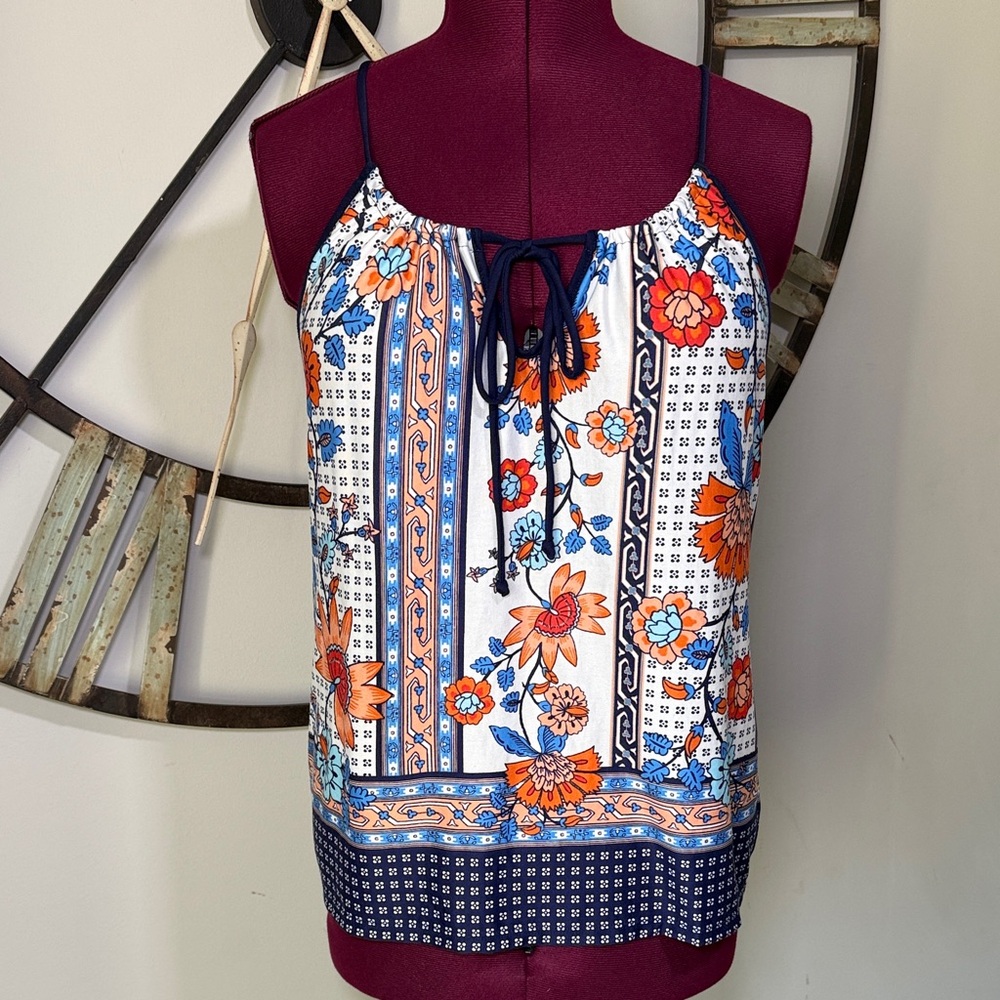 ND Intimates Floral Print Women's Top - Blue and Orange